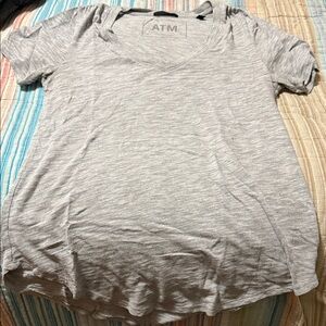 ATM Anthony Thomas Melillo Women's Heather Gray V-Neck Tee